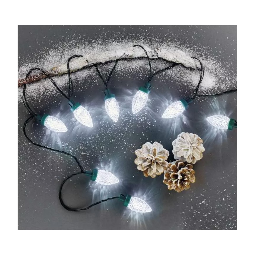 Catena luminosa LED per esterni, 50 LED / 8 funzioni, 14,8 m, IP44, bianco freddo