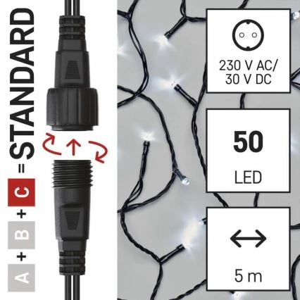 Catena luminosa LED per esterni 50xLED/5m IP44 bianco freddo