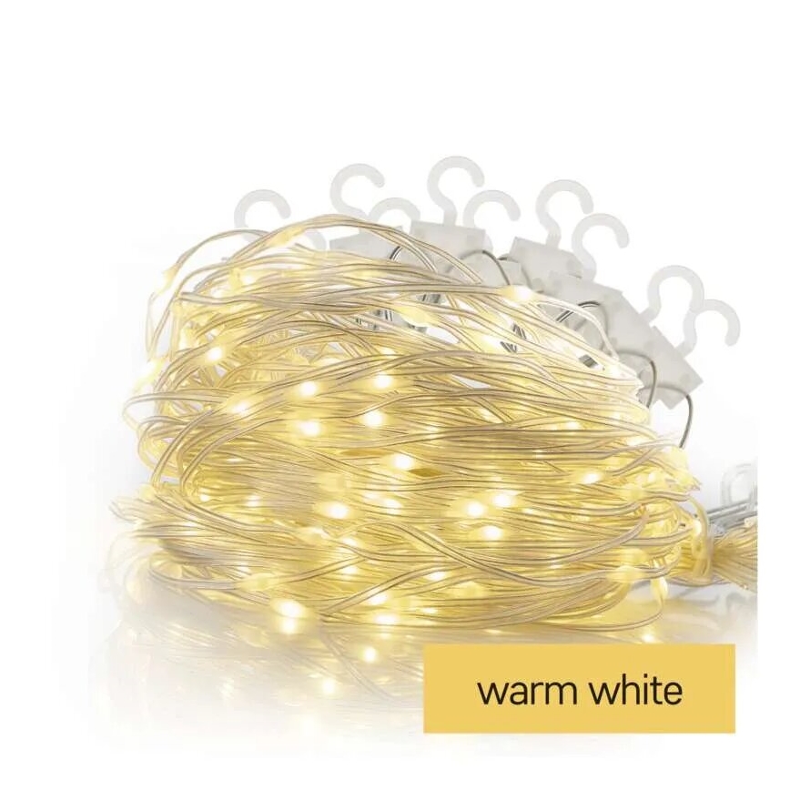 Catena luminosa LED per esterni 54 LED/8 funzioni 6,7 x 0,7 m IP44 bianco caldo