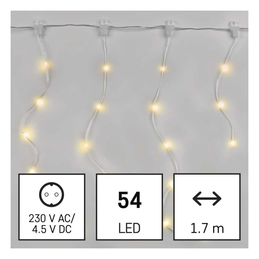 Catena luminosa LED per esterni 54 LED/8 funzioni 6,7 x 0,7 m IP44 bianco caldo