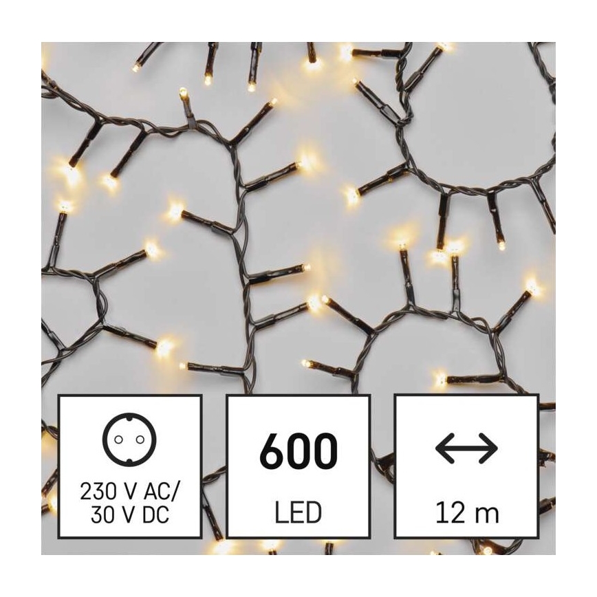 Catena luminosa LED per esterni, 600 LED, 17 m, IP44, bianco caldo