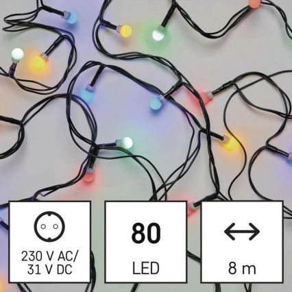 Catena luminosa LED per esterni 80xLED/8 funzioni 13m multicolore IP44