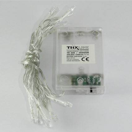 Catena luminosa LED per Natale, 20 LED/2 funzioni, 2,4 m, bianco freddo