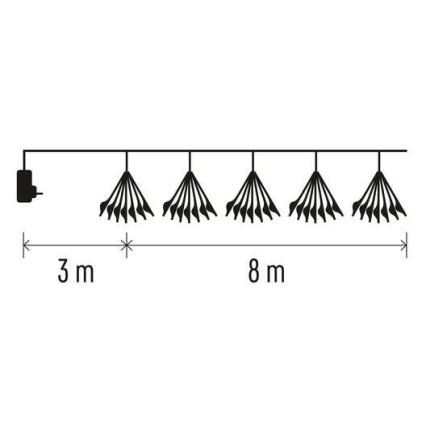 Catena luminosa natalizia 450 LED, 8+3 m, bianco freddo