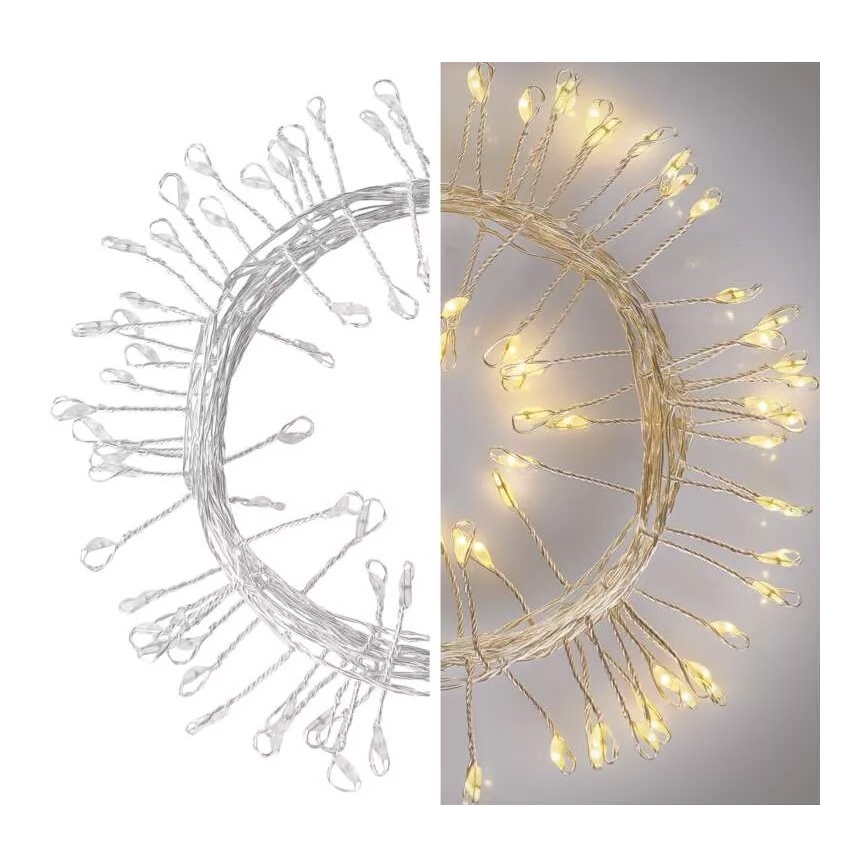 Catena luminosa natalizia a LED, 100 LED/3xAA, 2,7 m, bianco caldo