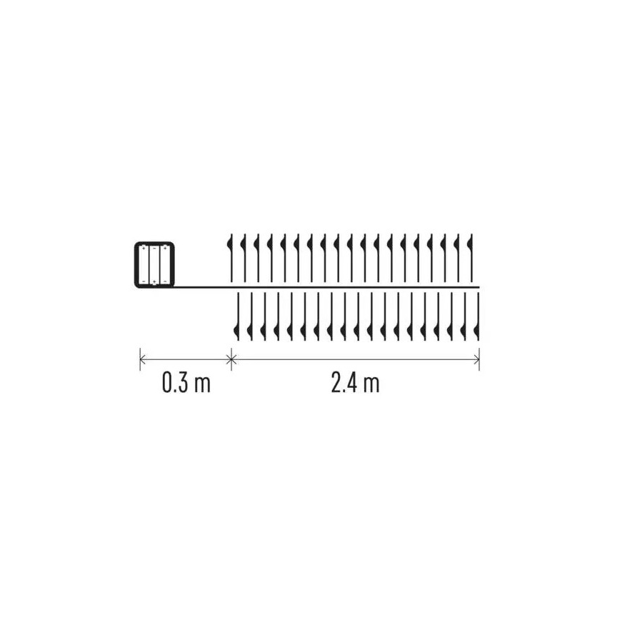 Catena luminosa natalizia a LED, 100 LED/3xAA, 2,7 m, bianco caldo