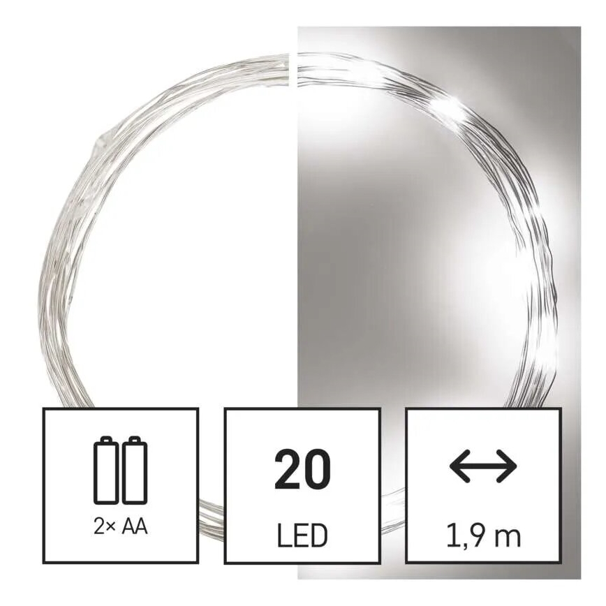 Catena luminosa natalizia a LED 20xLED/2xAA 2,4m bianco freddo