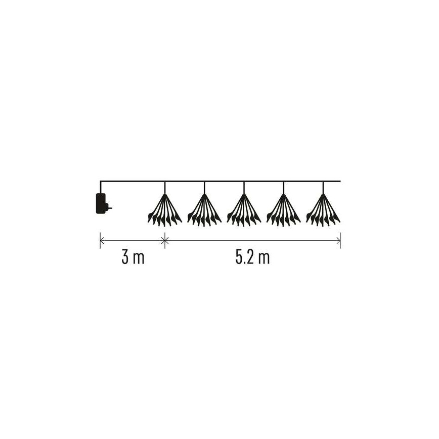 Catena luminosa natalizia a LED 300xLED 5,2+3 m bianco caldo
