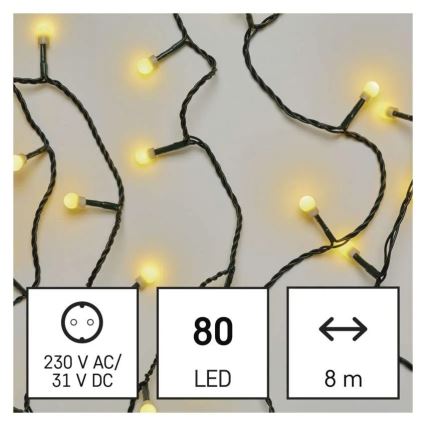 Catena luminosa natalizia a LED 80xLED/230V/8 funzioni 13m IP44 bianco caldo