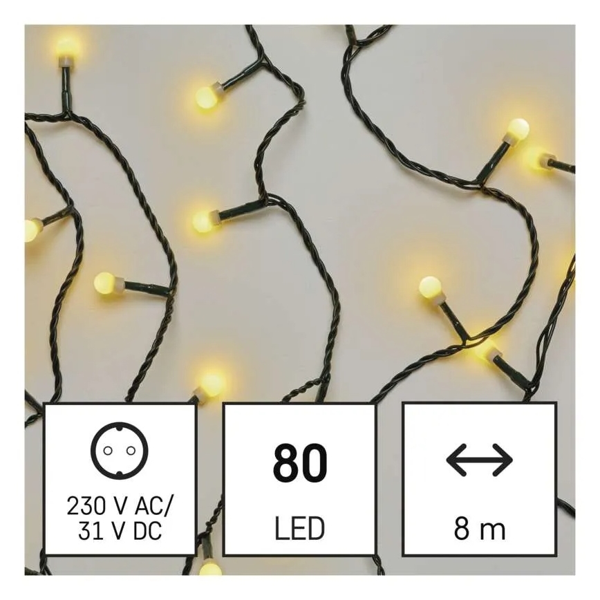 Catena luminosa natalizia a LED 80xLED/230V/8 funzioni 13m IP44 bianco caldo