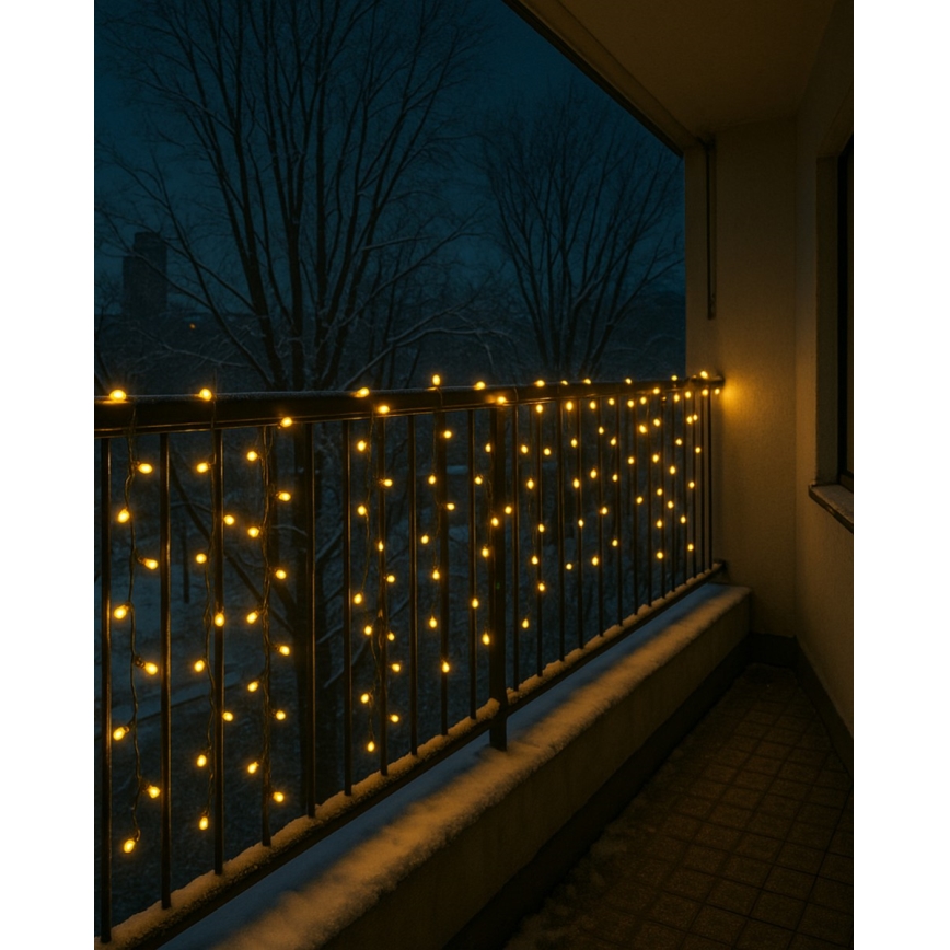 Catena luminosa natalizia a LED per esterni, 200 LED/230V, 7,6 m, IP44, nero