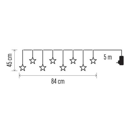 Catena luminosa natalizia da esterno a LED 8xLED/5,84m IP44 stelle