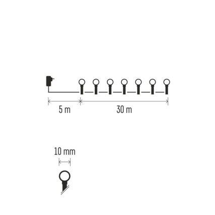 Catena luminosa natalizia LED 300 LED/8 funzioni 35 m IP44 bianco caldo