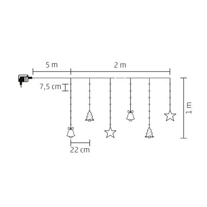 Catena luminosa natalizia LED da esterno, 186 LED, 7 m, IP44, bianco freddo