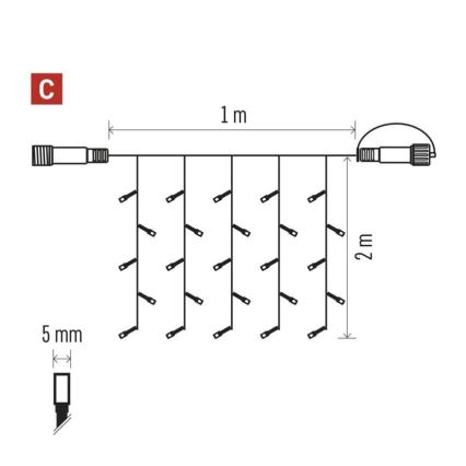 Catena luminosa natalizia LED per esterni 100xLED/1x2m IP44 bianco caldo