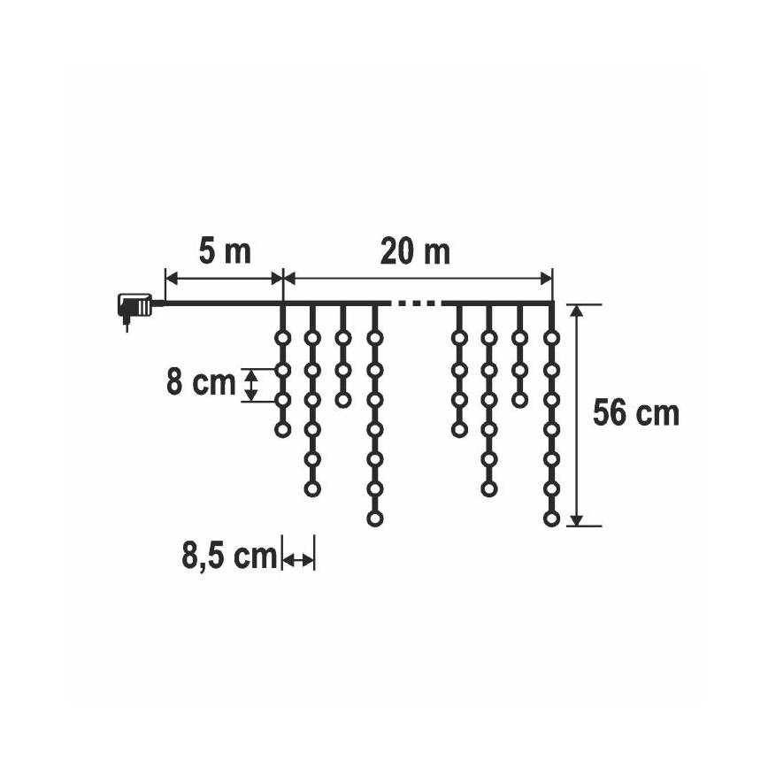 Catena luminosa natalizia LED per esterni 1200xLED/230V 25x0,56 m IP44 bianco caldo/bianco freddo