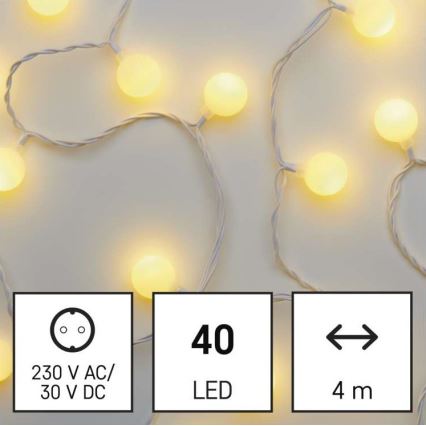Catena luminosa natalizia LED per esterni 40xLED/9m IP44, bianco caldo