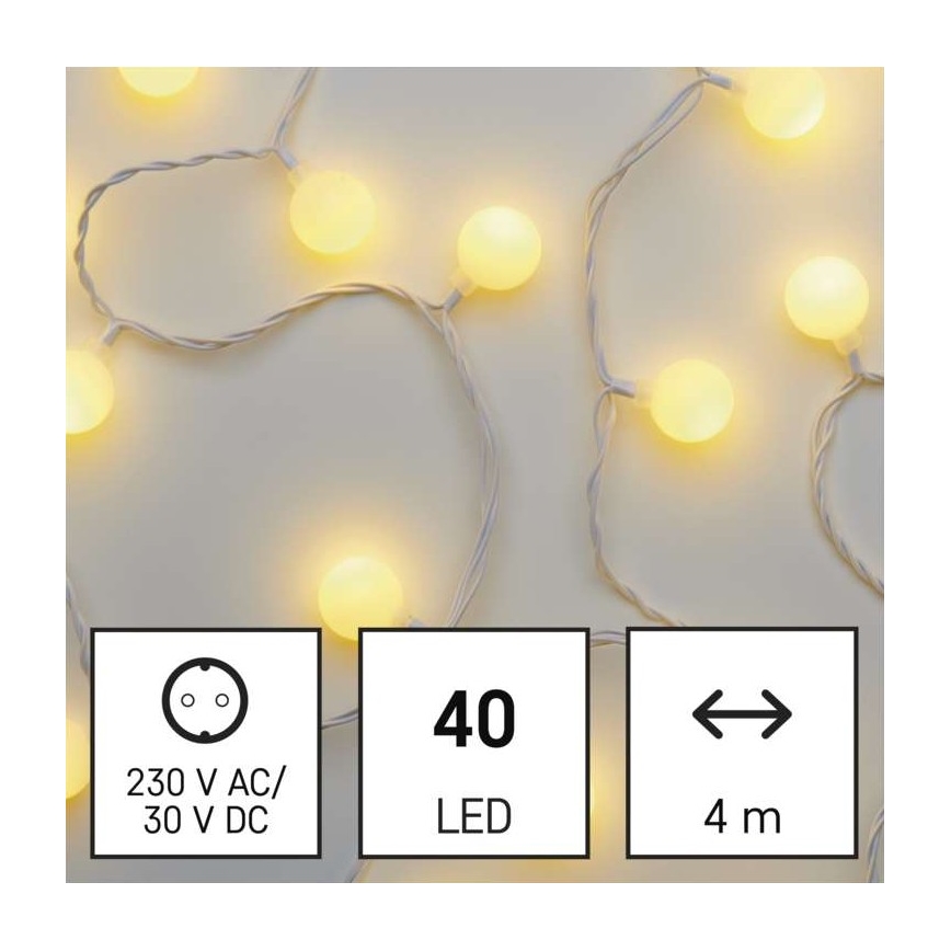 Catena luminosa natalizia LED per esterni 40xLED/9m IP44, bianco caldo