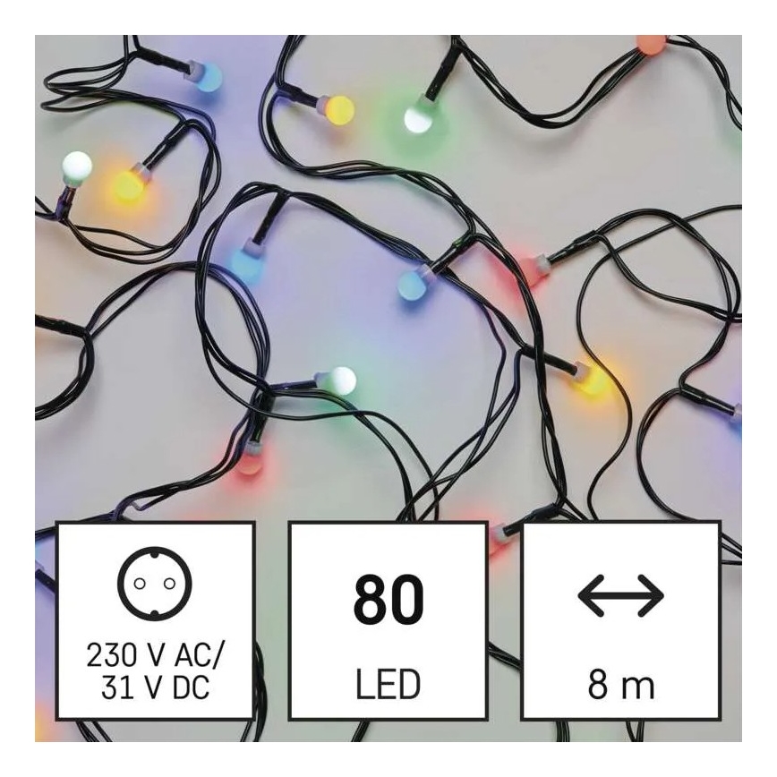 Catena luminosa natalizia LED per esterni 80xLED/8 funzioni 13m multicolore IP44