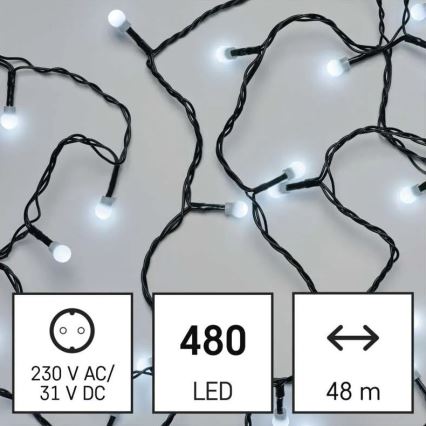 Catena luminosa natalizia LED per esterno 480xLED/8 funzioni 53m bianco freddo IP44