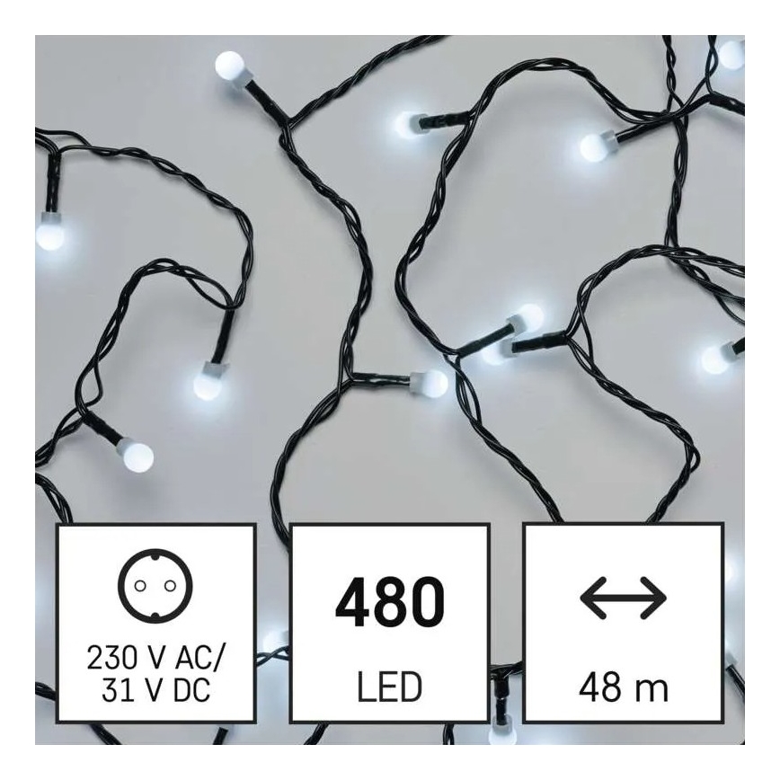 Catena luminosa natalizia LED per esterno 480xLED/8 funzioni 53m bianco freddo IP44