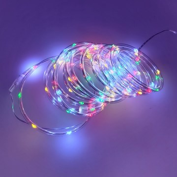 Catena luminosa natalizia per esterni 100xLED/3xAA 5,45 m IP44 multicolore