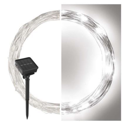 Catena luminosa solare 120xLED/2,4W/1,2V 12m IP44 600 mAh bianco freddo