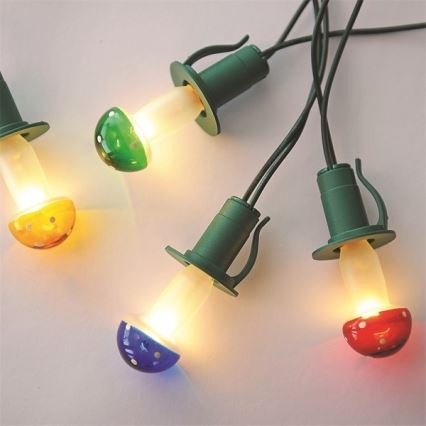 Catena luminosa TOADSTOOL 12xE10 10,7m luce calda, Prodotto nella Repubblica Ceca
