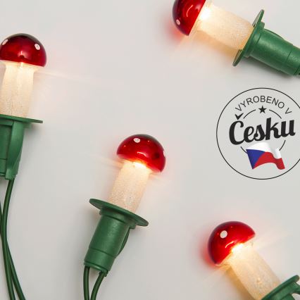 Catena luminosa TOADSTOOL 12xE10/10,7m, rossa, Prodotto nella Repubblica Ceca