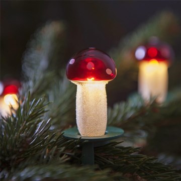 Catena luminosa TOADSTOOL 12xE10/10,7m, rossa, Prodotto nella Repubblica Ceca
