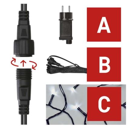 Catena natalizia LED da esterno 100xLED/15m IP44 bianco freddo