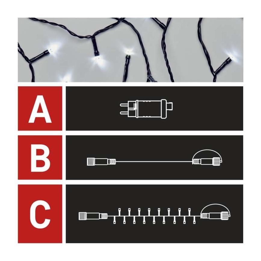 Catena natalizia LED da esterno 100xLED/15m IP44 bianco freddo