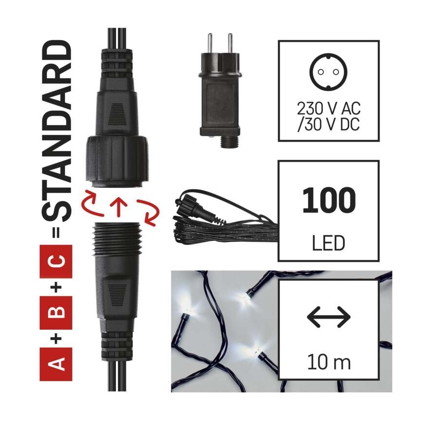 Catena natalizia LED da esterno 100xLED/15m IP44 bianco freddo
