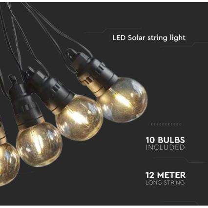 Catena solare a LED 10xLED/0,5/4,5V 12 m 3000K IP44 + telecomando