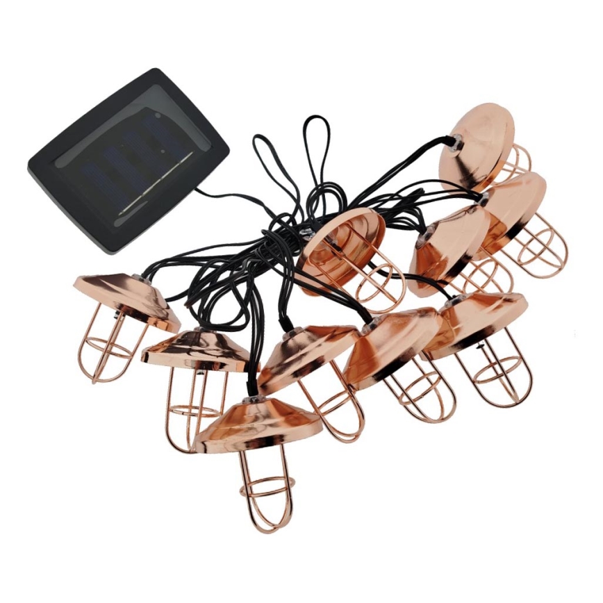Catena solare a LED 10xLED/1,2V 300 mAh 3,8 m IP44 color rame