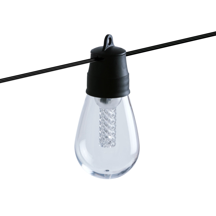 Catena solare LED dimmerabile 25xLED/1,5W/3,7/5V 2700-10000K 2200 mAh 15 m IP65 nero + telecomando