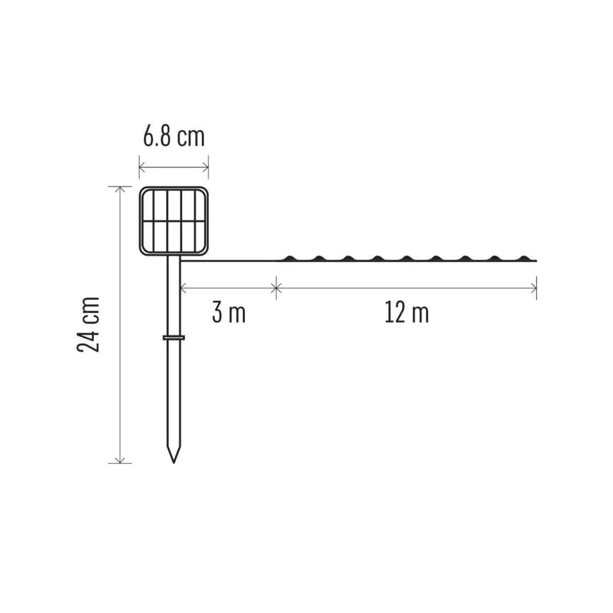 Catena solare a LED LED/2,4W/1,2V 1xAA 15 m IP44 3000K 600 mAh
