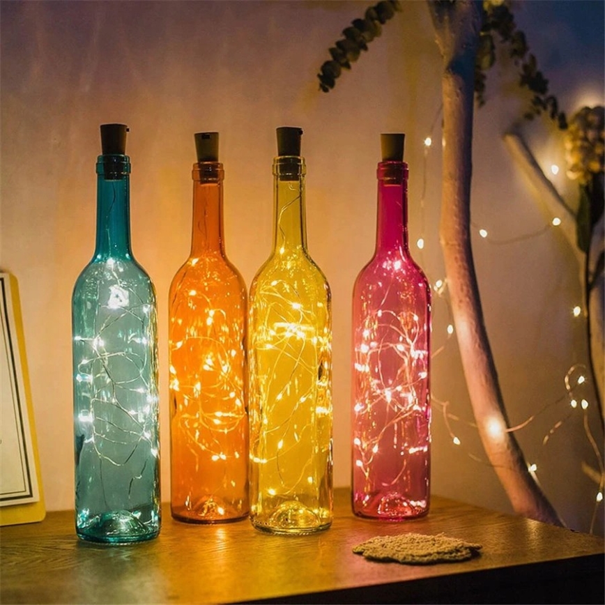 Catena solare LED con tappo a bottiglia 10xLED 49cm IP44 bianco caldo