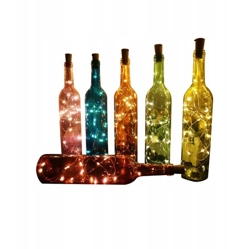 Catena solare LED con tappo a bottiglia 10xLED 49cm IP44 bianco caldo
