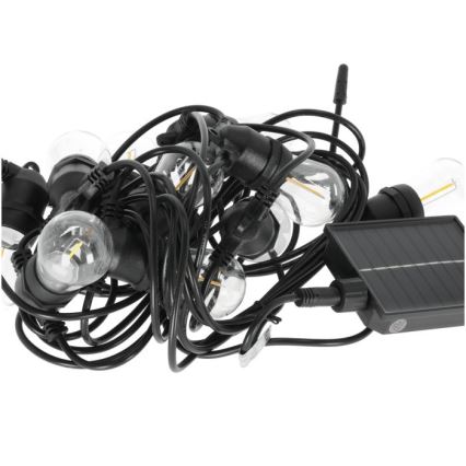 Catena decorativa solare LED dimmerabile STARLIGHT NEO, 20 lampadine E27, 3,7 V, 2700 K, IP54, batteria 2400 mAh, 21,5 m + telecomando