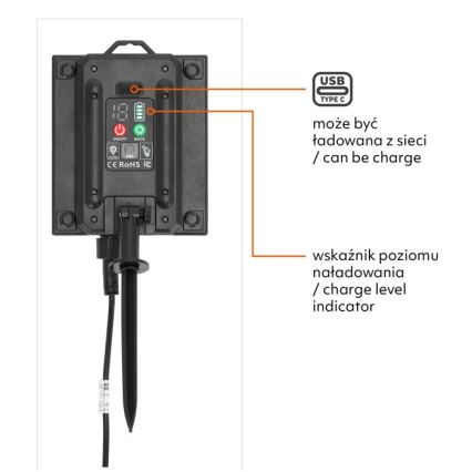 Catena decorativa solare LED dimmerabile STARLIGHT NEO, 20 lampadine E27, 3,7 V, 2700 K, IP54, batteria 2400 mAh, 21,5 m + telecomando