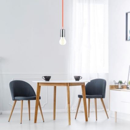 Cavo di alimentazione 1xE27/60W/230V arancione/cromo lucido