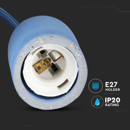 Cavo di alimentazione 1xE27/60W/230V calcestruzzo/blu