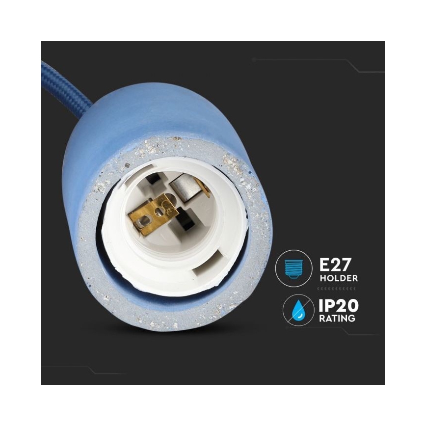 Cavo di alimentazione 1xE27/60W/230V calcestruzzo/blu