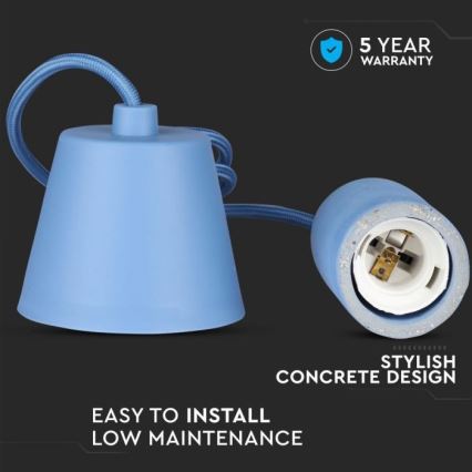 Cavo di alimentazione 1xE27/60W/230V calcestruzzo/blu