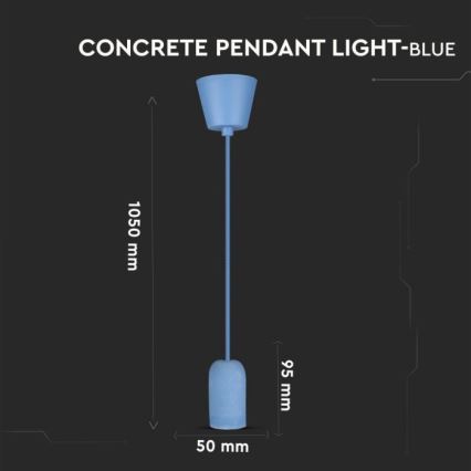 Cavo di alimentazione 1xE27/60W/230V calcestruzzo/blu