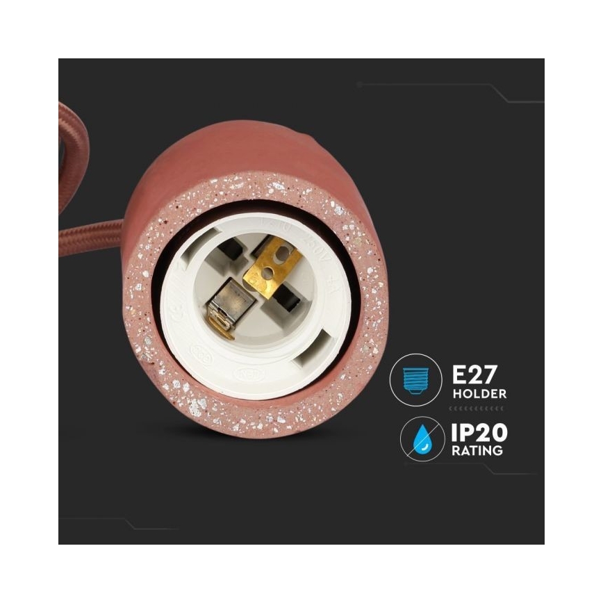 Cavo di alimentazione 1xE27/60W/230V calcestruzzo/rosso