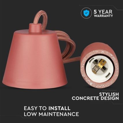 Cavo di alimentazione 1xE27/60W/230V calcestruzzo/rosso