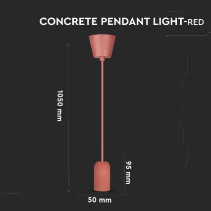 Cavo di alimentazione 1xE27/60W/230V calcestruzzo/rosso
