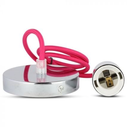 Cavo di alimentazione 1xE27/60W/230V rosa scuro/cromo lucido